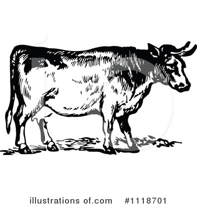 Royalty-Free (RF) Cow Clipart Illustration by Prawny Vintage - Stock Sample #1118701