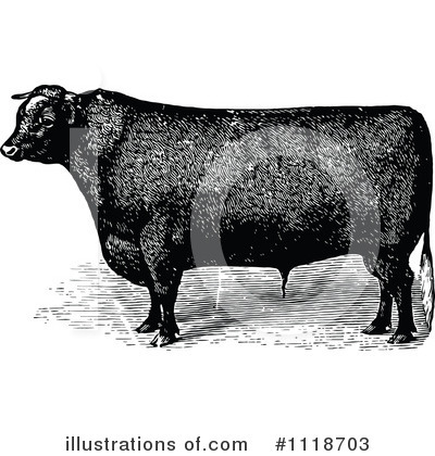 Royalty-Free (RF) Cow Clipart Illustration by Prawny Vintage - Stock Sample #1118703