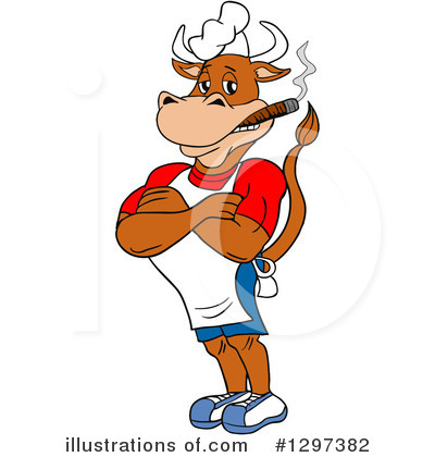 Royalty-Free (RF) Cow Clipart Illustration by LaffToon - Stock Sample #1297382