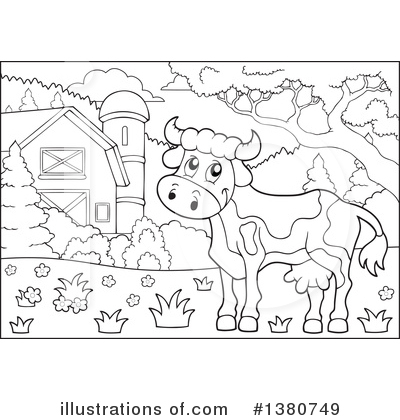Royalty-Free (RF) Cow Clipart Illustration by visekart - Stock Sample #1380749
