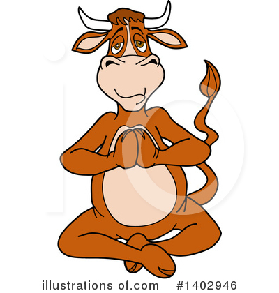 Royalty-Free (RF) Cow Clipart Illustration by LaffToon - Stock Sample #1402946