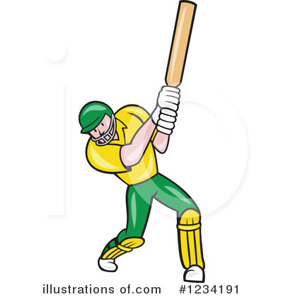 Royalty-Free (RF) Cricket Player Clipart Illustration by patrimonio - Stock Sample #1234191