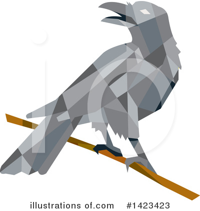 Royalty-Free (RF) Crow Clipart Illustration by patrimonio - Stock Sample #1423423