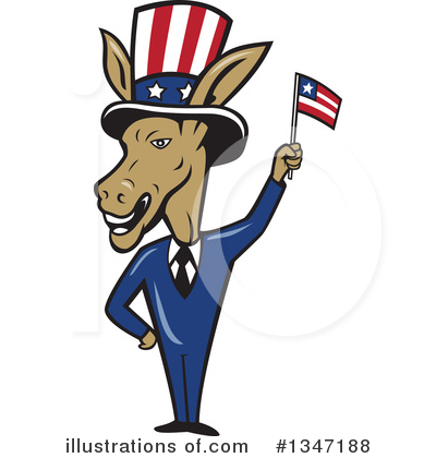 Royalty-Free (RF) Democrat Donkey Clipart Illustration by patrimonio - Stock Sample #1347188