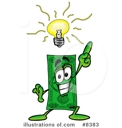 Dollar Bill Character Clipart #8383 by Mascot Junction