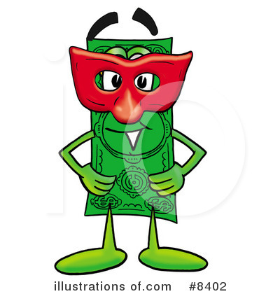 Dollar Bill Character Clipart #8402 by Mascot Junction