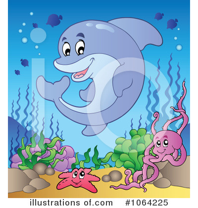 Royalty-Free (RF) Dolphin Clipart Illustration by visekart - Stock Sample #1064225
