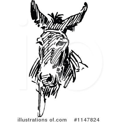 Royalty-Free (RF) Donkey Clipart Illustration by Prawny Vintage - Stock Sample #1147824