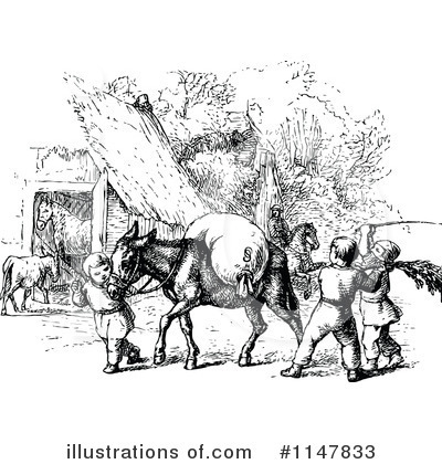 Royalty-Free (RF) Donkey Clipart Illustration by Prawny Vintage - Stock Sample #1147833