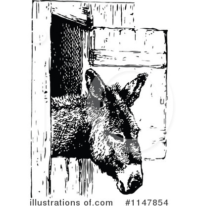 Royalty-Free (RF) Donkey Clipart Illustration by Prawny Vintage - Stock Sample #1147854