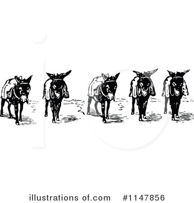 Royalty-Free (RF) Donkey Clipart Illustration by Prawny Vintage - Stock Sample #1147856