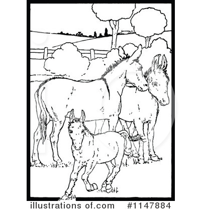 Royalty-Free (RF) Donkey Clipart Illustration by Prawny Vintage - Stock Sample #1147884