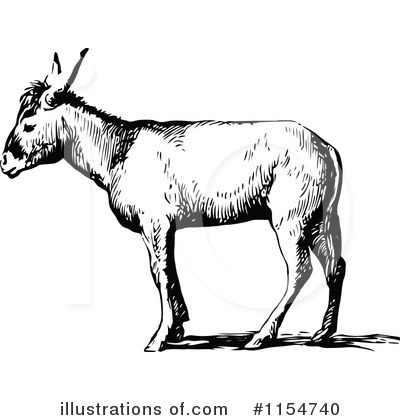 Royalty-Free (RF) Donkey Clipart Illustration by Prawny Vintage - Stock Sample #1154740