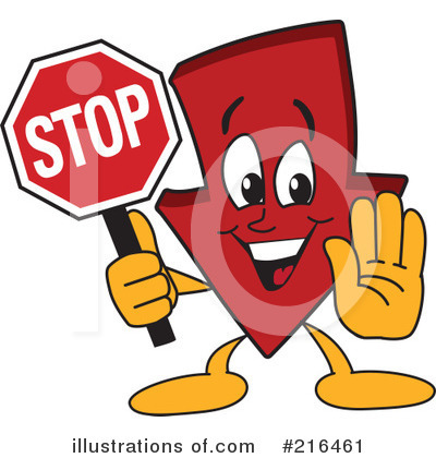 Royalty-Free (RF) Down Arrow Mascot Clipart Illustration by Mascot Junction - Stock Sample #216461