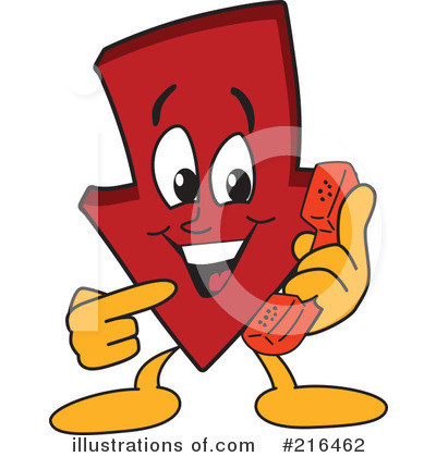Royalty-Free (RF) Down Arrow Mascot Clipart Illustration by Mascot Junction - Stock Sample #216462