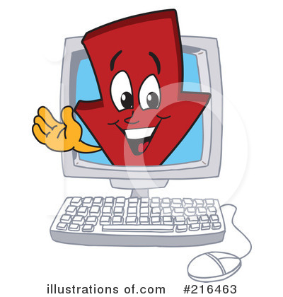 Royalty-Free (RF) Down Arrow Mascot Clipart Illustration by Mascot Junction - Stock Sample #216463
