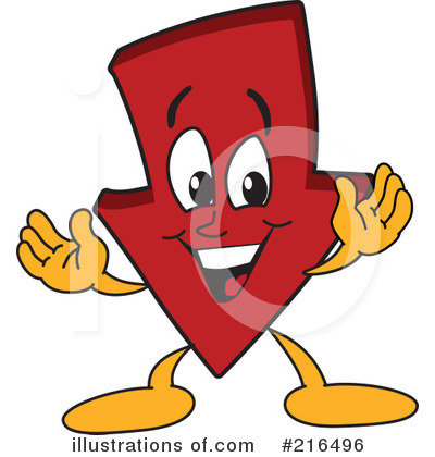 Royalty-Free (RF) Down Arrow Mascot Clipart Illustration by Mascot Junction - Stock Sample #216496