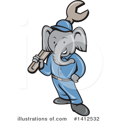 Royalty-Free (RF) Elephant Clipart Illustration by patrimonio - Stock Sample #1412532