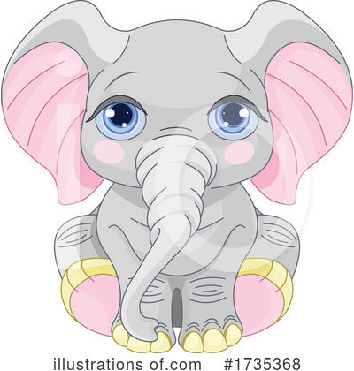 Royalty-Free (RF) Elephant Clipart Illustration by Pushkin - Stock Sample #1735368