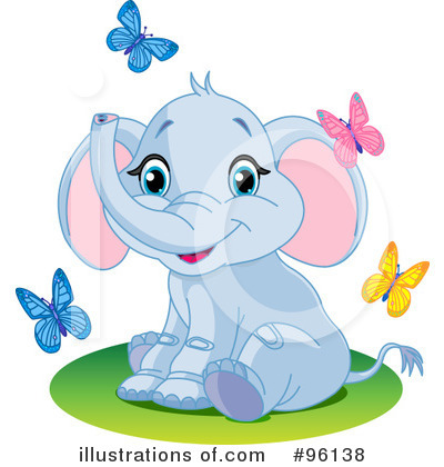 Royalty-Free (RF) Elephant Clipart Illustration by Pushkin - Stock Sample #96138