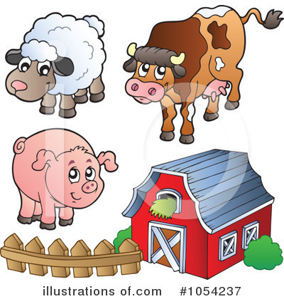 Royalty-Free (RF) Farm Animals Clipart Illustration by visekart - Stock Sample #1054237