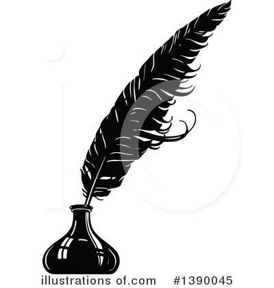 Royalty-Free (RF) Feather Quill Clipart Illustration by Prawny Vintage - Stock Sample #1390045