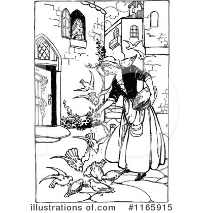 Royalty-Free (RF) Feeding Birds Clipart Illustration by Prawny Vintage - Stock Sample #1165915