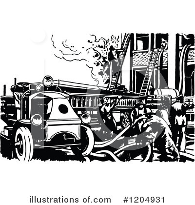 Royalty-Free (RF) Fire Fighter Clipart Illustration by Prawny Vintage - Stock Sample #1204931
