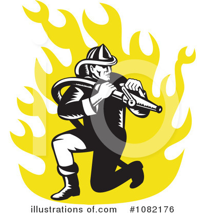 Royalty-Free (RF) Fireman Clipart Illustration by patrimonio - Stock Sample #1082176