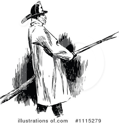 Royalty-Free (RF) Fireman Clipart Illustration by Prawny Vintage - Stock Sample #1115279