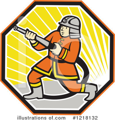 Royalty-Free (RF) Fireman Clipart Illustration by patrimonio - Stock Sample #1218132
