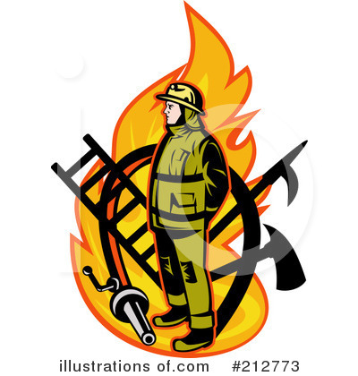 Royalty-Free (RF) Fireman Clipart Illustration by patrimonio - Stock Sample #212773