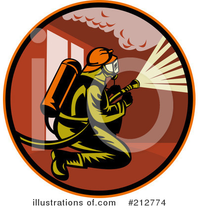 Royalty-Free (RF) Fireman Clipart Illustration by patrimonio - Stock Sample #212774