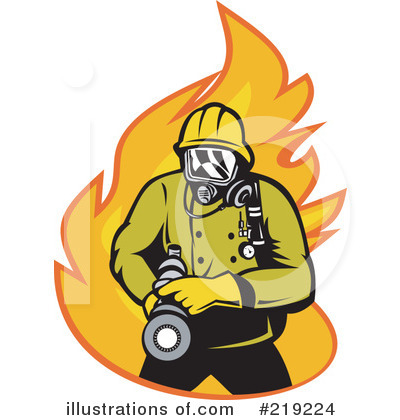 Royalty-Free (RF) Fireman Clipart Illustration by patrimonio - Stock Sample #219224