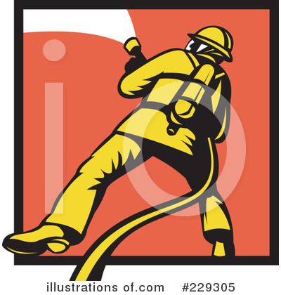 Royalty-Free (RF) Fireman Clipart Illustration by patrimonio - Stock Sample #229305