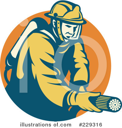 Royalty-Free (RF) Fireman Clipart Illustration by patrimonio - Stock Sample #229316