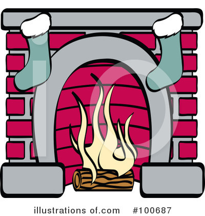 Royalty-Free (RF) Fireplace Clipart Illustration by Andy Nortnik - Stock Sample #100687
