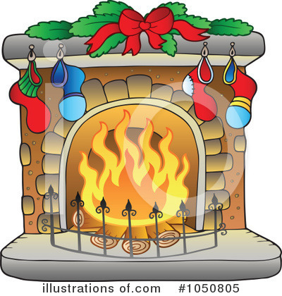 Royalty-Free (RF) Fireplace Clipart Illustration by visekart - Stock Sample #1050805