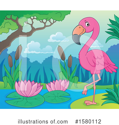 Royalty-Free (RF) Flamingo Clipart Illustration by visekart - Stock Sample #1580112