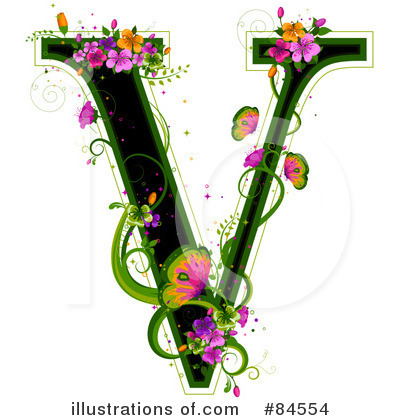 Royalty-Free (RF) Floral Letter Clipart Illustration by BNP Design Studio - Stock Sample #84554