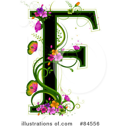 Royalty-Free (RF) Floral Letter Clipart Illustration by BNP Design Studio - Stock Sample #84556