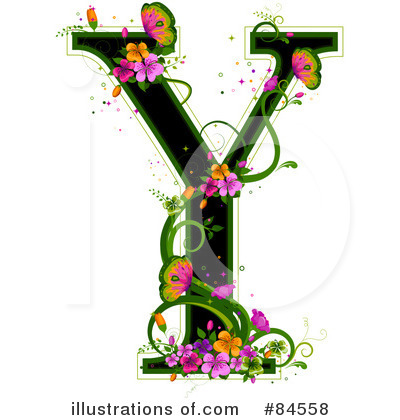 Royalty-Free (RF) Floral Letter Clipart Illustration by BNP Design Studio - Stock Sample #84558