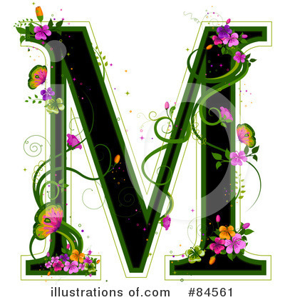 Royalty-Free (RF) Floral Letter Clipart Illustration by BNP Design Studio - Stock Sample #84561