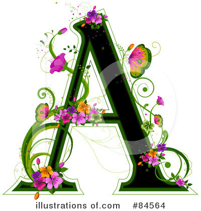 Royalty-Free (RF) Floral Letter Clipart Illustration by BNP Design Studio - Stock Sample #84564
