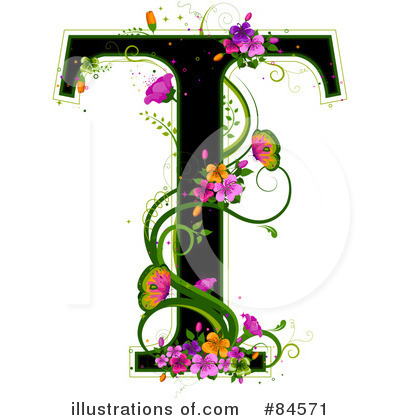 Royalty-Free (RF) Floral Letter Clipart Illustration by BNP Design Studio - Stock Sample #84571