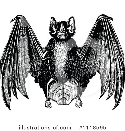 Royalty-Free (RF) Flying Bat Clipart Illustration by Prawny Vintage - Stock Sample #1118595