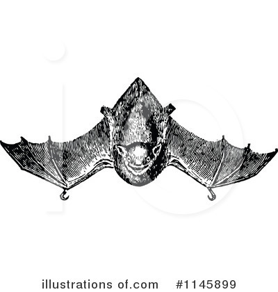 Royalty-Free (RF) Flying Bat Clipart Illustration by Prawny Vintage - Stock Sample #1145899