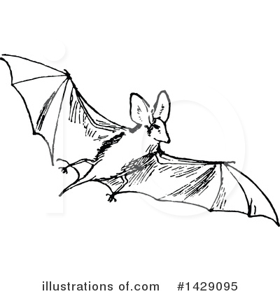 Royalty-Free (RF) Flying Bat Clipart Illustration by Prawny Vintage - Stock Sample #1429095