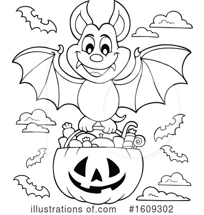 Royalty-Free (RF) Flying Bat Clipart Illustration by visekart - Stock Sample #1609302