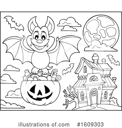 Royalty-Free (RF) Flying Bat Clipart Illustration by visekart - Stock Sample #1609303